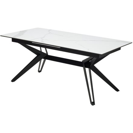 Стол URBINO 180 MATTE STATUARIO Белый мрамор матовый, керамика/ черный каркас, ®DISAUR 