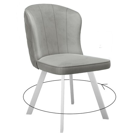 Стул DikLine 219 поворотный, B22 GREY, ножки белые 