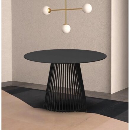 Стол TERNI 120 MATT BLACK MARBLE SOLID CERAMIC Черный мрамор матовый, керамика /Черн.каркас, ®DISAUR 