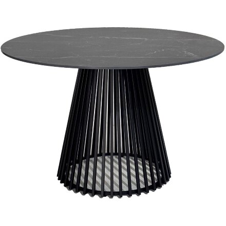 Стол TERNI 120 MATT BLACK MARBLE SOLID CERAMIC Черный мрамор матовый, керамика /Черн.каркас, ®DISAUR 