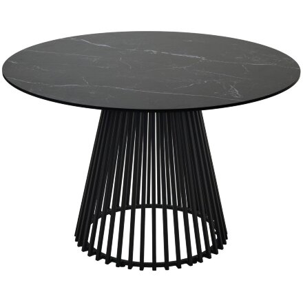 Стол TERNI 120 MATT BLACK MARBLE SOLID CERAMIC Черный мрамор матовый, керамика /Черн.каркас, ®DISAUR 