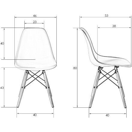 Стул обеденный DSW ножки светлый бук, красный R-02 Красный