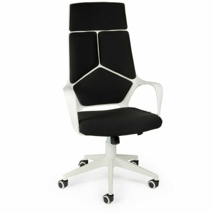 Кресло офисное / IQ / (white+black) белый пластик / черная ткань 