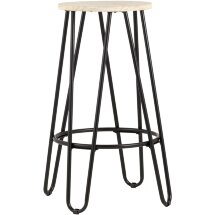 Стул полубарный Stool Group Азия черный металлический каркас, сиденье деревянное