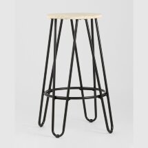 Стул полубарный Stool Group Азия черный металлический каркас, сиденье деревянное