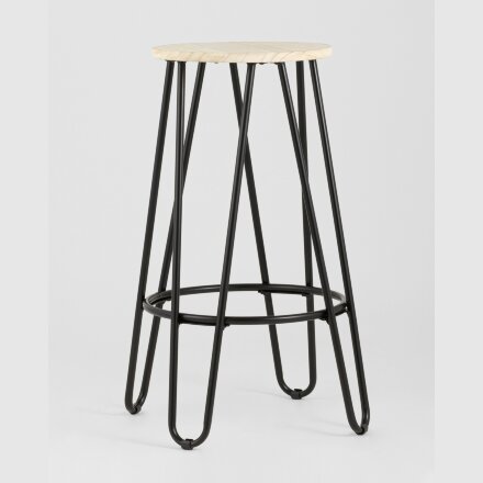 Стул полубарный Stool Group Азия черный металлический каркас, сиденье деревянное 