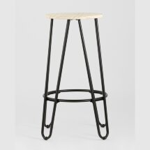 Стул полубарный Stool Group Азия черный металлический каркас, сиденье деревянное