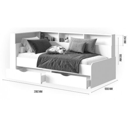 Кровать Амер 190х80 белый / дуб вотан 