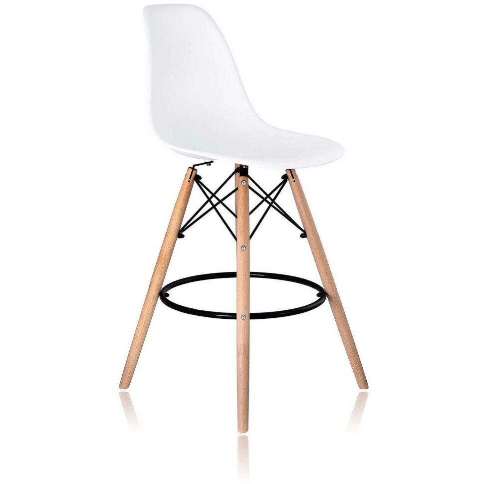 Стул барный Stool Group DSW, белый пластик ножки из массива дерева Стул барный Stool Group DSW, белый пластик ножки из массива дерева