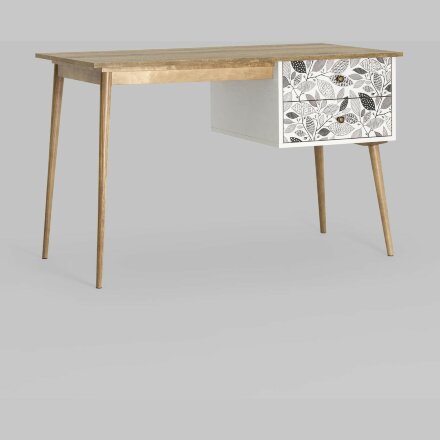 Стол рабочий Stool Group письменный Berber принт 9 с одной тумбой ножки массив ясеня 
