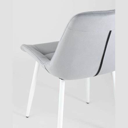 Комплект из двух стульев Stool Group Флекс велюр светло-серый белые ножки из металла 