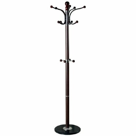 Вешалка-стойка BRABIX &quot;CR-274&quot;, металл/мрамор, 1,8 м, на диске диаметром 36 см, 5 крючков + 4 дополнительных, венге, 601744 Венге