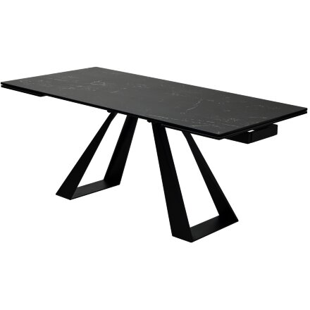 Стол FONDI 180 MARBLES NERO KL-116 Черный мрамор матовый, итальянская керамика/ черн.каркас, ®DISAUR 