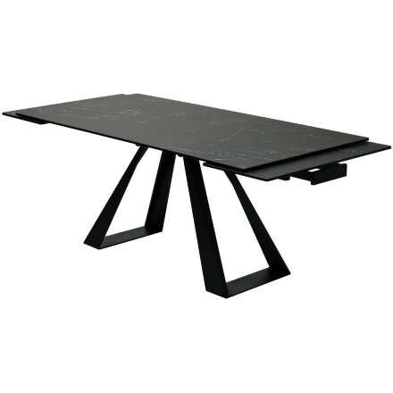 Стол FONDI 180 MARBLES NERO KL-116 Черный мрамор матовый, итальянская керамика/ черн.каркас, ®DISAUR 