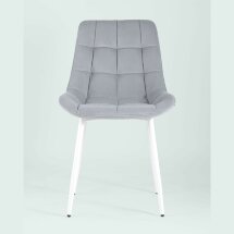 Комплект из четырех стульев Stool Group Флекс велюр светло-серый белые ножки из металла