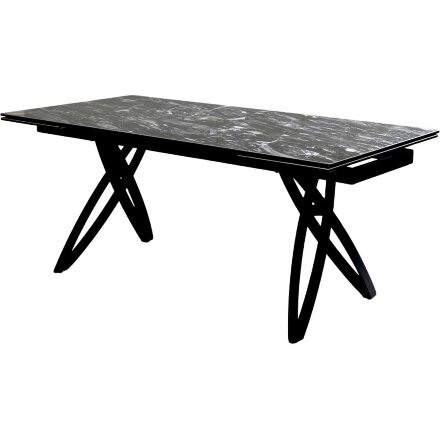 Стол PALERMO 180 TL-128 Испанская керамика черный контрастный мрамор / черный каркас, ®DISAUR 