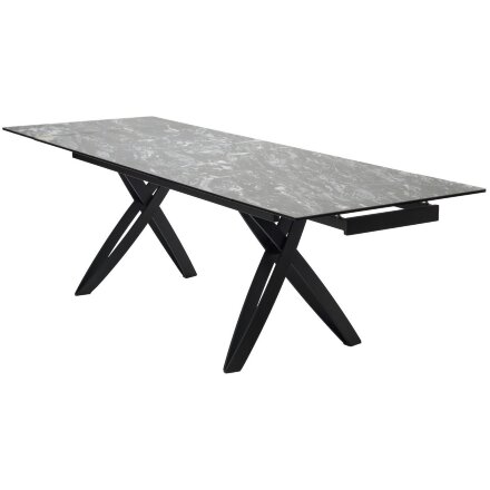 Стол PALERMO 180 TL-128 Испанская керамика черный контрастный мрамор / черный каркас, ®DISAUR 