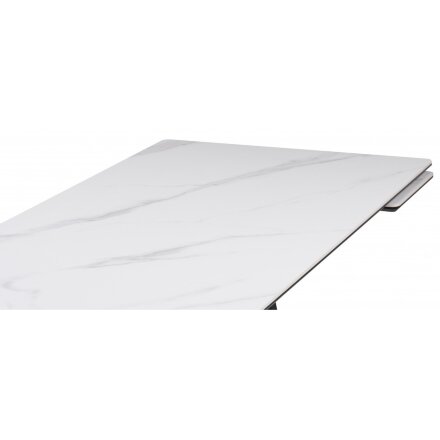 Керамический стол Памелла 140(200)х80 белый мрамор alpin white / черный 