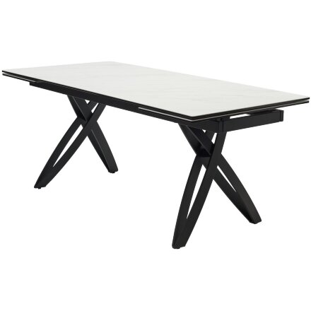 Стол PALERMO 180 KL-99 Белый мрамор матовый, итальянская керамика / черный каркас, ®DISAUR 
