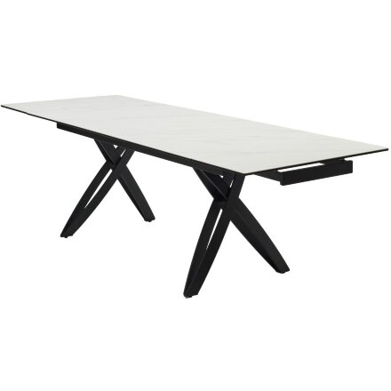 Стол PALERMO 180 KL-99 Белый мрамор матовый, итальянская керамика / черный каркас, ®DISAUR 