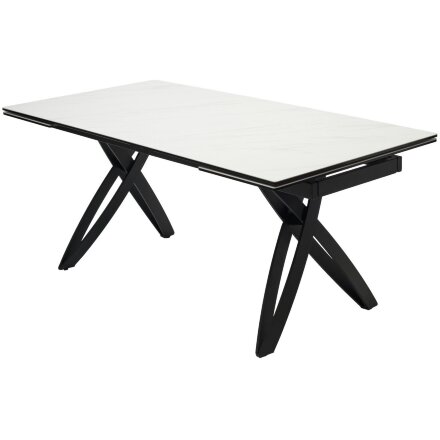 Стол PALERMO 180 KL-99 Белый мрамор матовый, итальянская керамика / черный каркас, ®DISAUR 