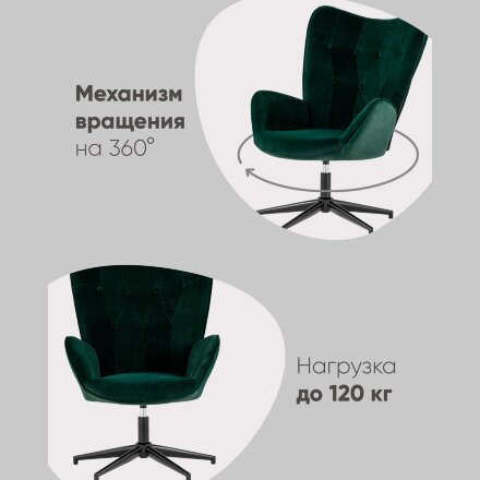 Кресло Филадельфия велюр изумрудный ножка черная 