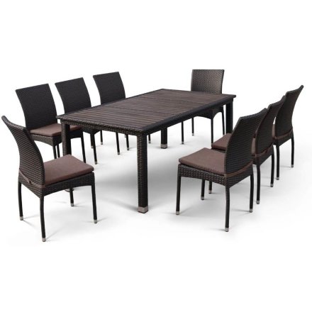 Комплект плетеной мебели T347/Y380A-W53 Brown (8+1) 