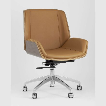 Компьютерное кресло TopChairs TopChairs Crown офисное коричневое, обивка экокожа, металлический каркас, механизм качания Мульт 