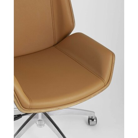 Компьютерное кресло TopChairs TopChairs Crown офисное коричневое, обивка экокожа, металлический каркас, механизм качания Мульт 