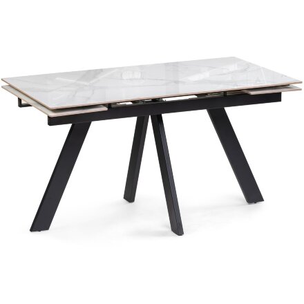 Керамический стол Невис 140(200)х80х76 creto statuario cara polished / черный 