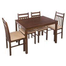 Обеденная группа Ludon (стол и 4 стула) espresso / beige