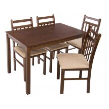 Обеденная группа Ludon (стол и 4 стула) espresso / beige