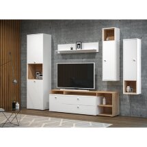 Готовая гостиная Бэль белый премиум / дуб золотой craft комплектация 1