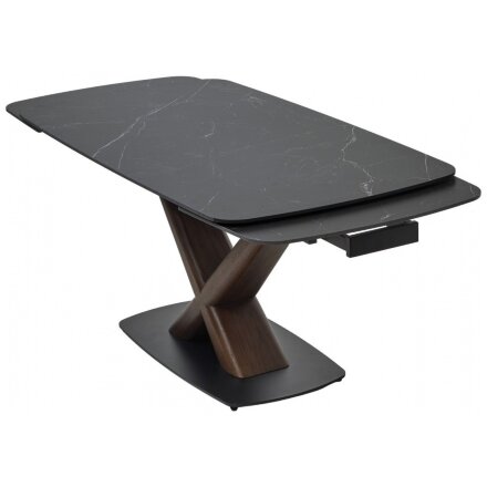 Керамический стол Blanco 160 matt black marble solid ceramic / орех 