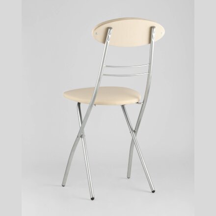 Стул складной Stool Group М8-01 Компакт Слоновая кость, металлический каркас, кожа PVC 