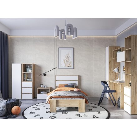 Кровать Элла КР 01 90х200 белый / дуб крафт золото 