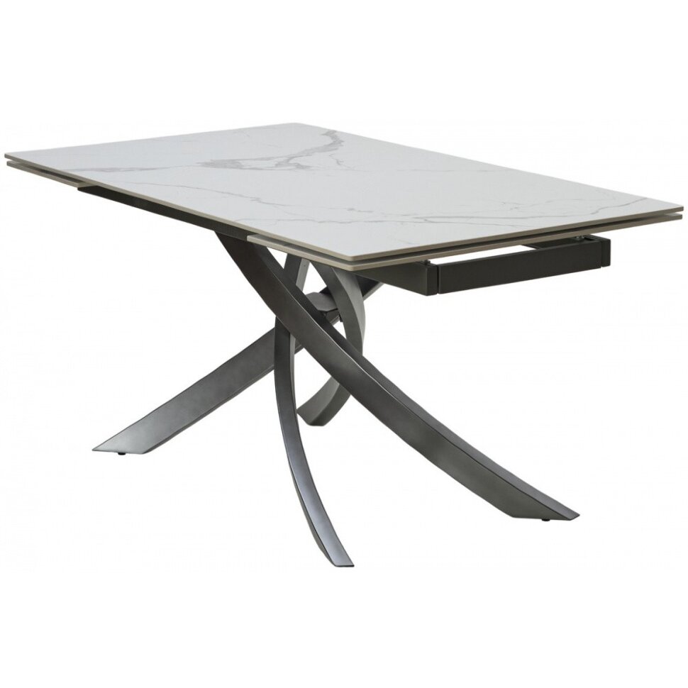 Керамический стол Estebio 160 gloss statuario white solid ceramic / серый металлик Керамический стол Estebio 160 gloss statuario white solid ceramic / серый металлик