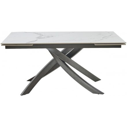 Керамический стол Estebio 160 gloss statuario white solid ceramic / серый металлик 