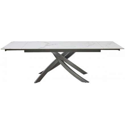 Керамический стол Estebio 160 gloss statuario white solid ceramic / серый металлик 
