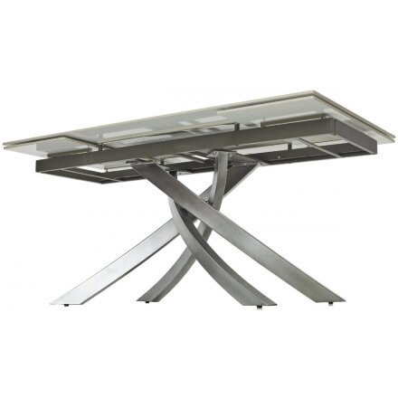 Керамический стол Estebio 160 gloss statuario white solid ceramic / серый металлик 