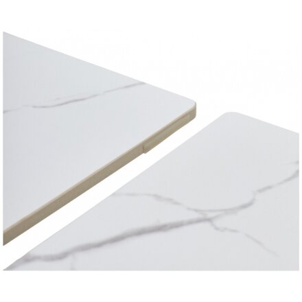 Керамический стол Estebio 160 gloss statuario white solid ceramic / серый металлик 