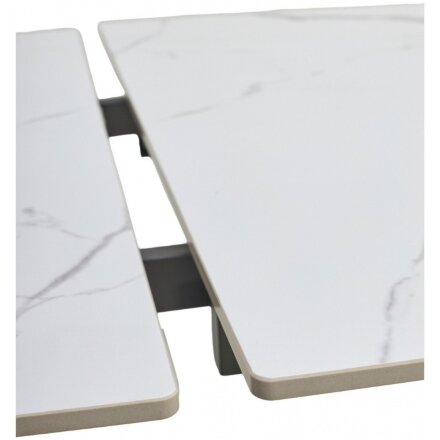 Керамический стол Estebio 160 gloss statuario white solid ceramic / серый металлик 