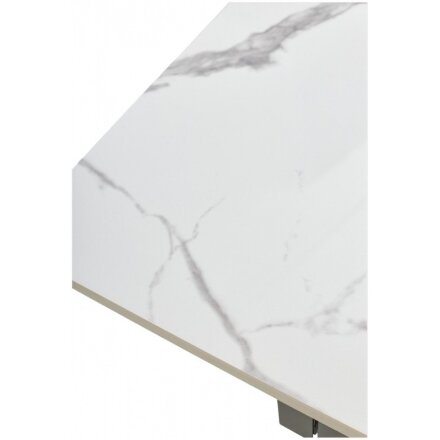 Керамический стол Estebio 160 gloss statuario white solid ceramic / серый металлик 