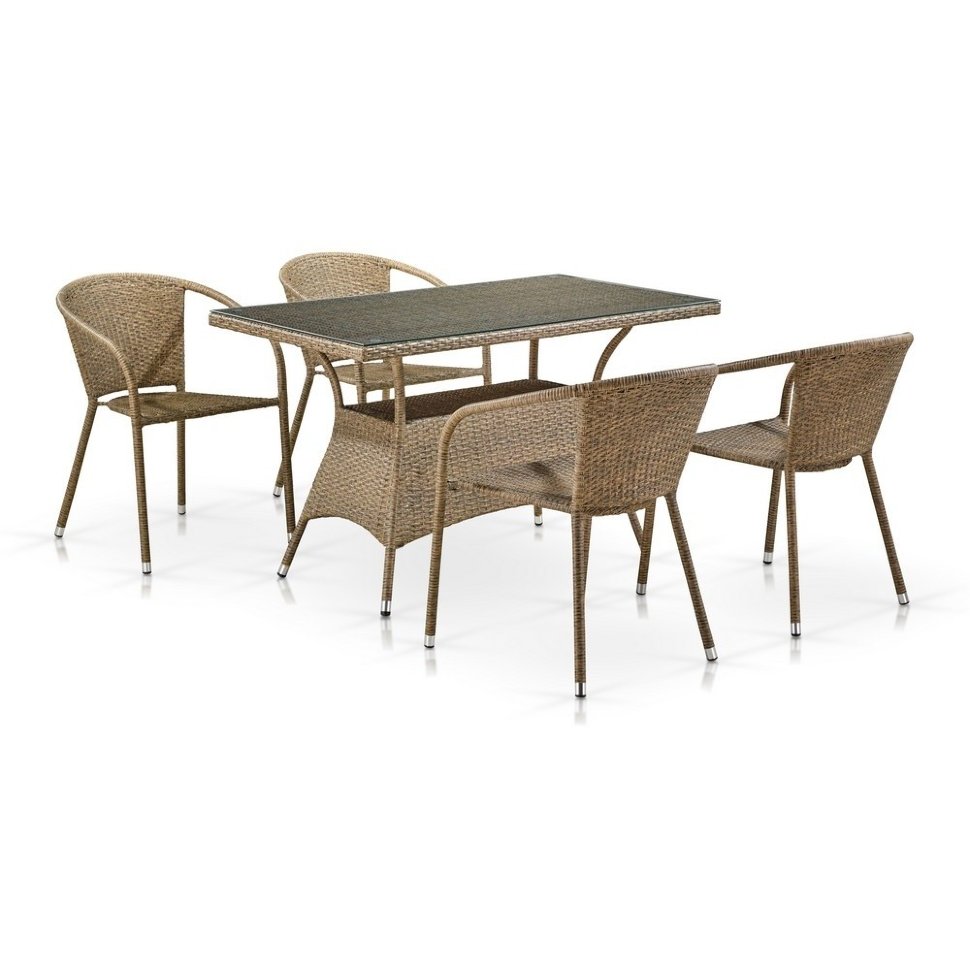 Комплект мебели из иск. ротанга T198D/Y137B-W56 Light Brown (4+1) Комплект мебели из иск. ротанга T198D/Y137B-W56 Light Brown (4+1)