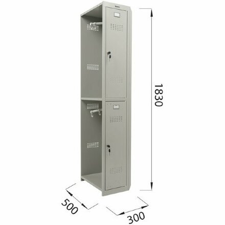 Шкаф (секция без стенки) металлический для одежды BRABIX &quot;LK 02-30&quot;, УСИЛЕННЫЙ, 1830х300х500 мм, 291134, S230BR421202 Серый