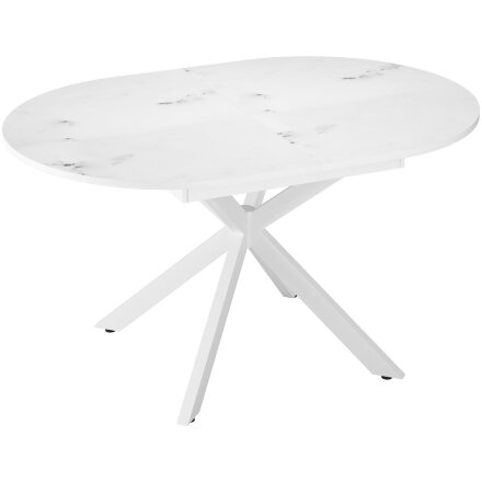 Стол DikLine MB130 белый/стекло белый мрамор сатин optiwhite/опоры MB белые 