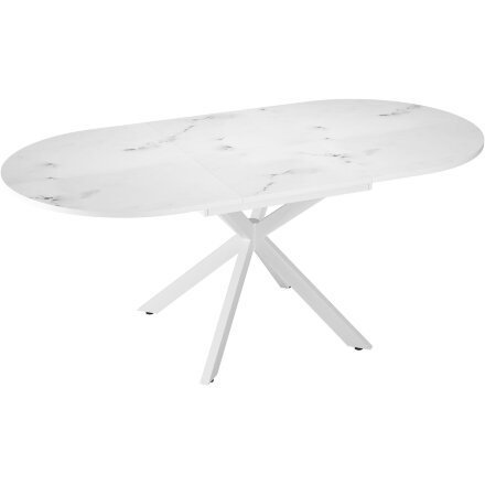 Стол DikLine MB130 белый/стекло белый мрамор сатин optiwhite/опоры MB белые 
