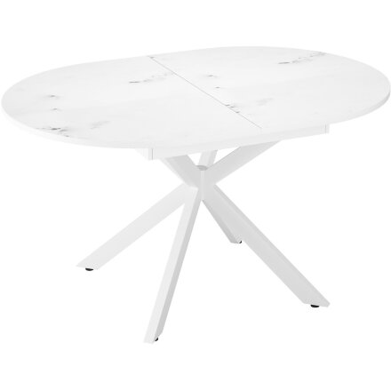 Стол DikLine MB130 белый/стекло белый мрамор сатин optiwhite/опоры MB белые 