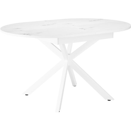 Стол DikLine MB130 белый/стекло белый мрамор сатин optiwhite/опоры MB белые 