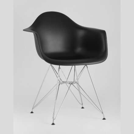 Стул Eames DAR черный, основание хромированный металл, сидение PP пластик 